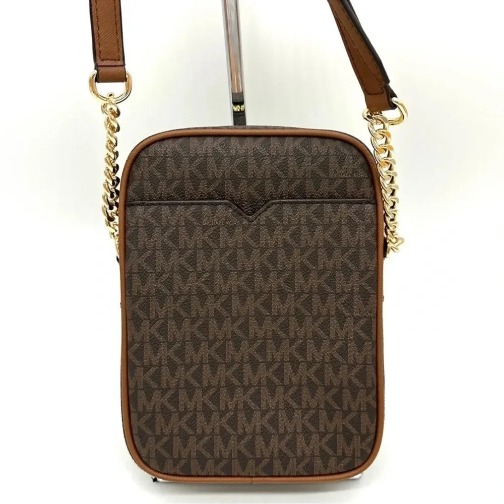 Michael Kors Medium NS Chain Xbody Bag Brown/Gold - Picture 4 of 10